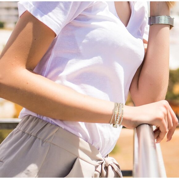 Women’s 14K White Gold Plated Tennis Bracelet 6.5-8 Inch Sparkling Zirconia - Picture 4 of 6